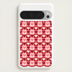 Pink Tartan Love Hearts Pattern Google Pixel 9 Pro XL Case
