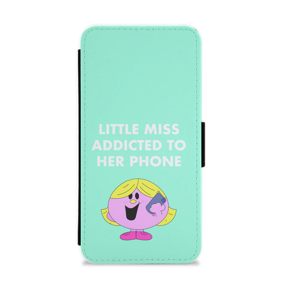 Little Miss Addicted To Her Phone - Aesthetic Quote Flip / Wallet Phone Case