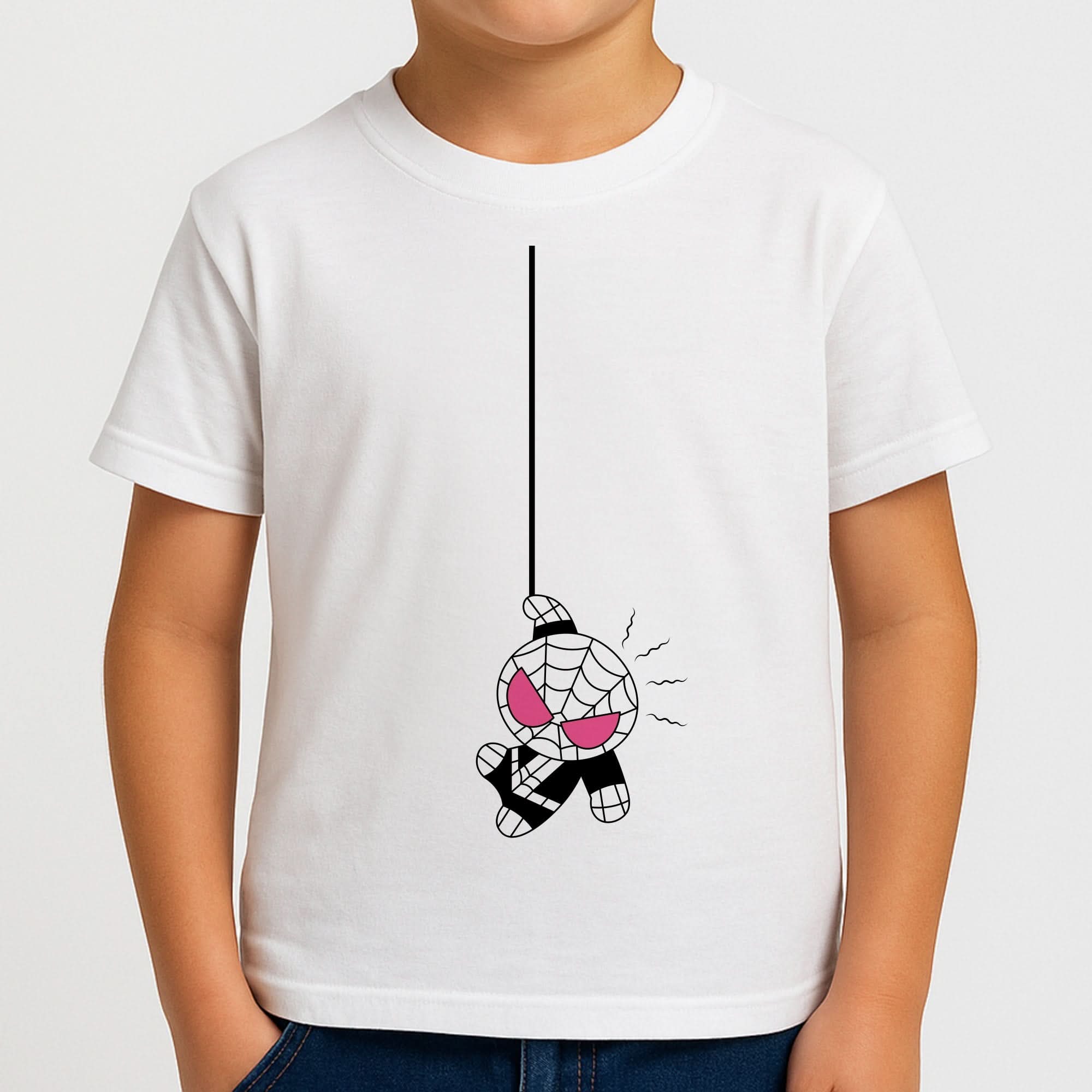 Pink Hanging Spider Hero  Boys T-Shirt