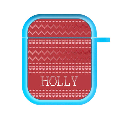 Personalised Christmas Jumper Red AirPods Case