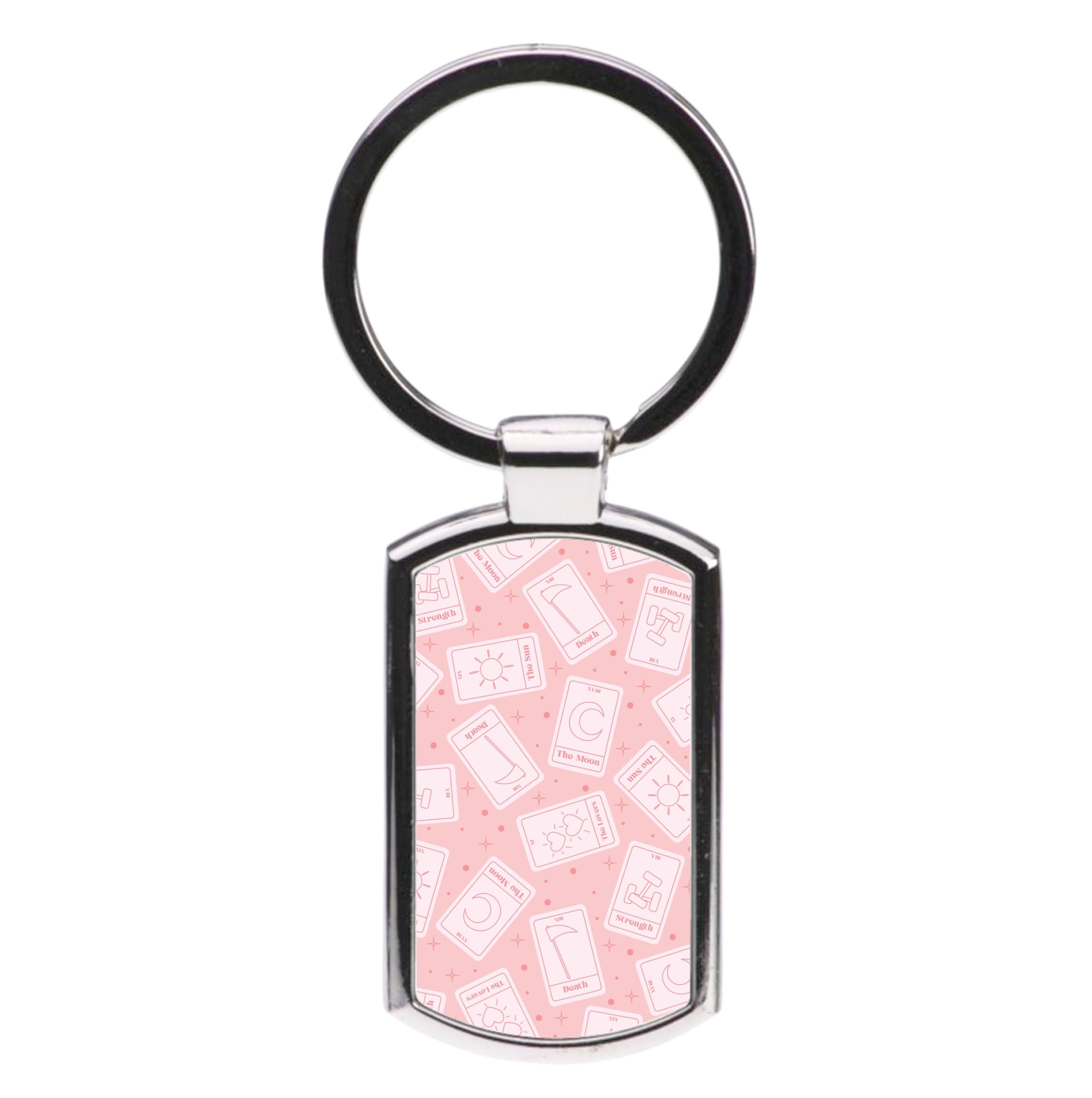 Pastel Pink Tarot Cards Pattern Luxury Keyring