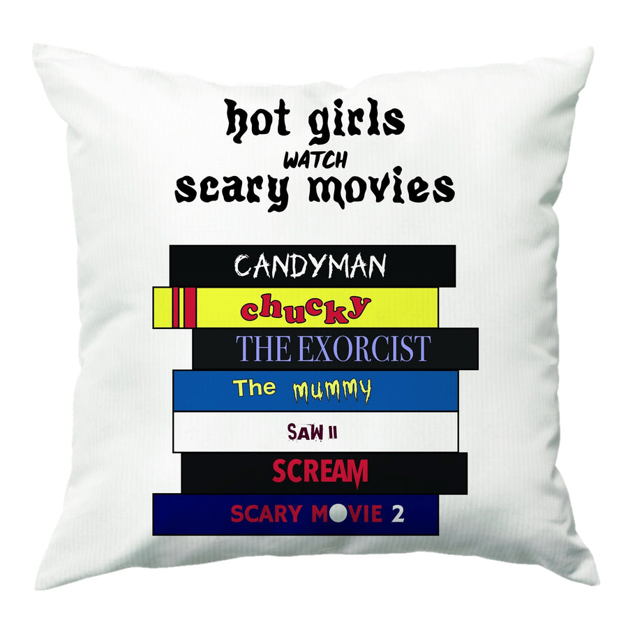 Hot Girls Watch Scary Movies Cushion