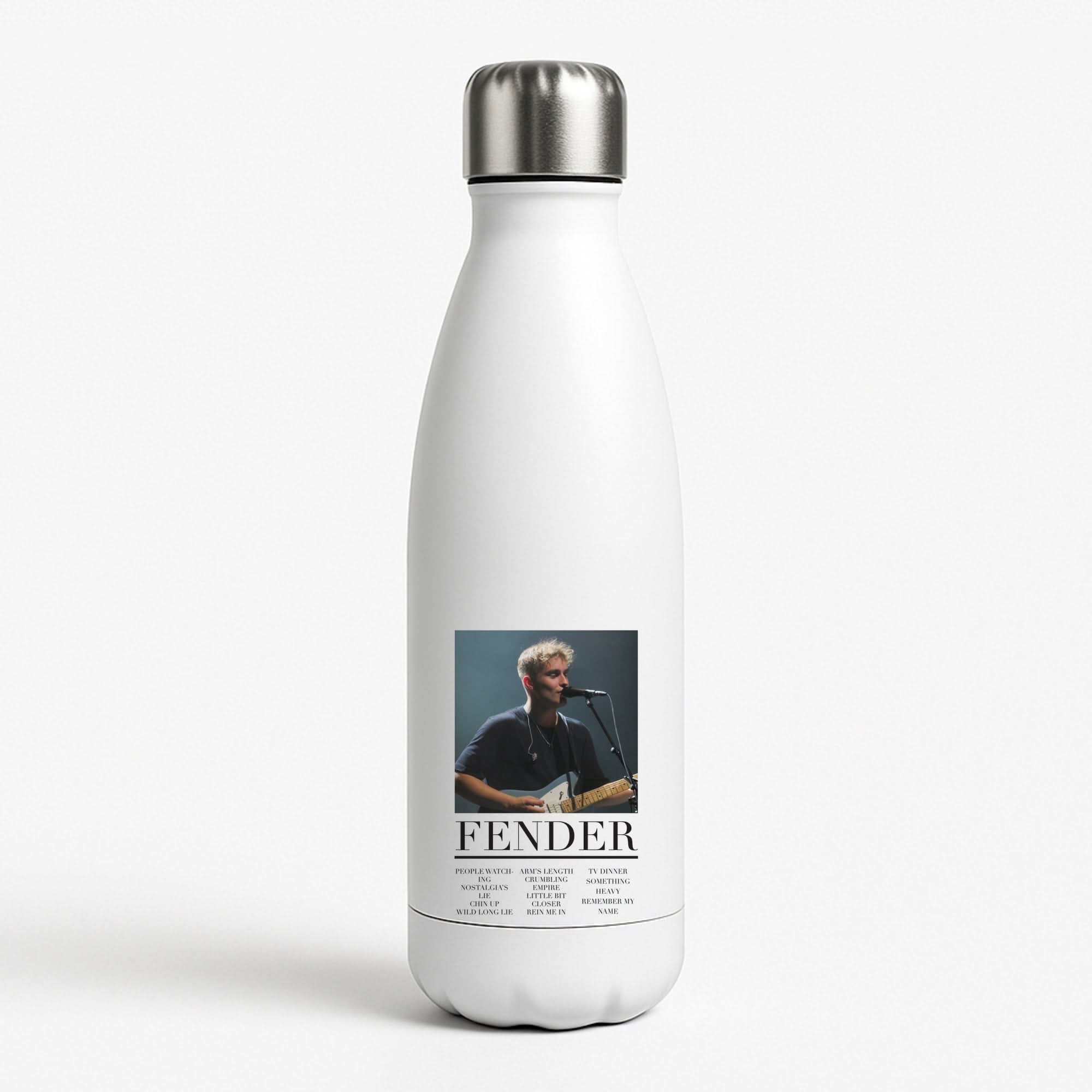 Fender Orange Song List Water Bottle