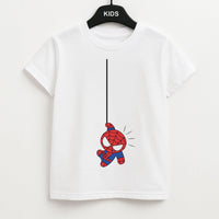 Blue Hanging Spider Hero Kids T-Shirt
