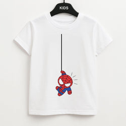 Blue Hanging Spider Hero Kids Unisex T-Shirt