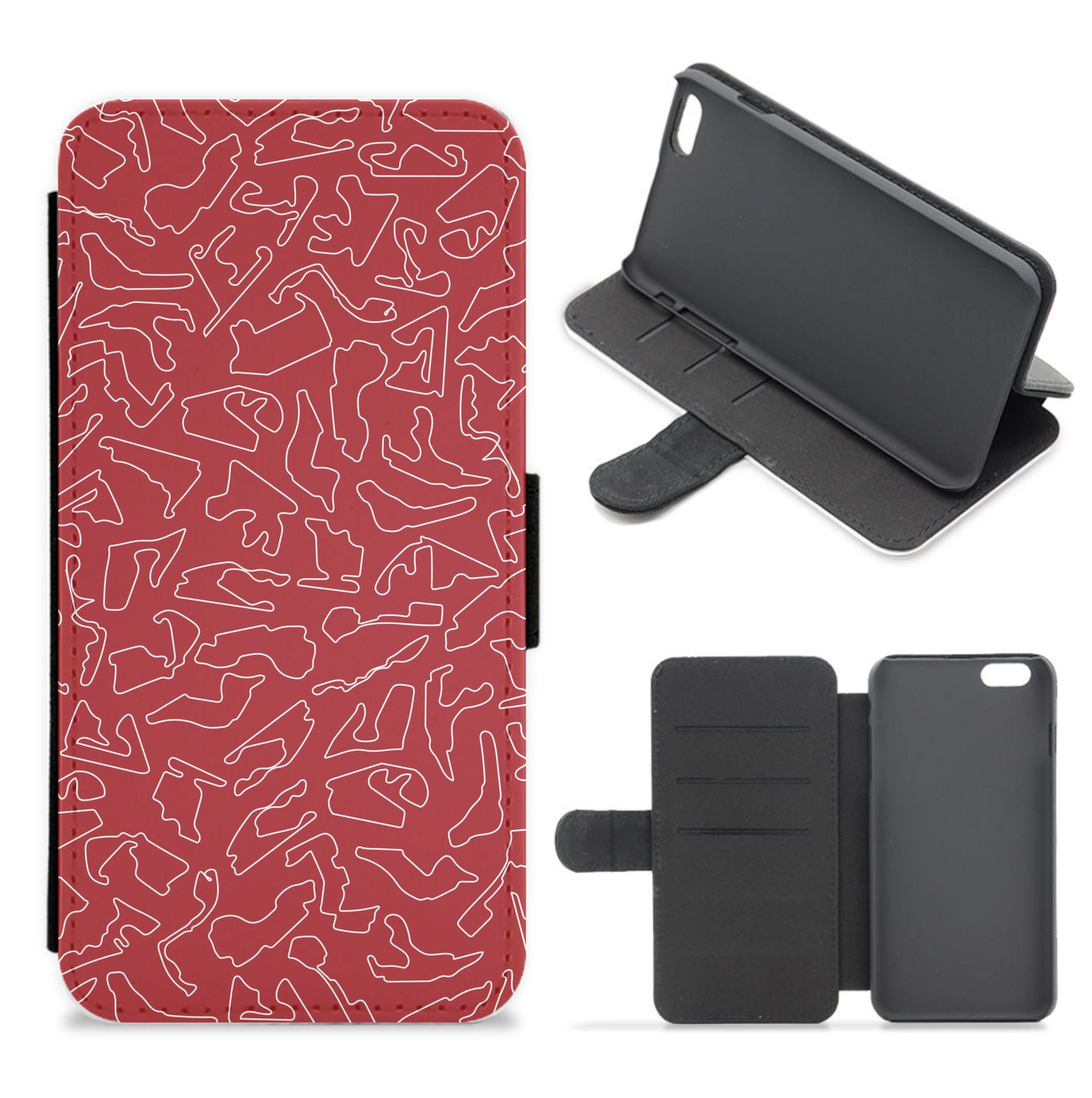 Track Outlines Red Flip / Wallet Phone Case