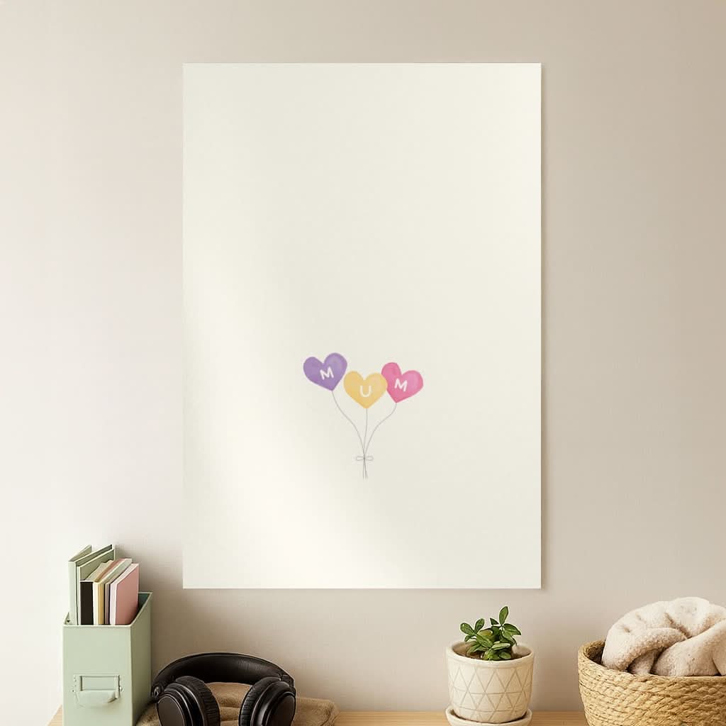 Mum Watercolour Balloons Poster