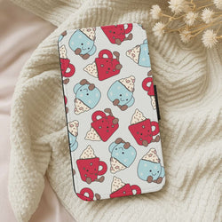 Christmas Drinks Plushies Pattern Leather Phone Case