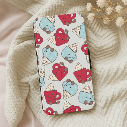 Christmas Drinks Plushies Pattern Leather Phone Case