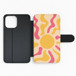 Yellow And Pink Abstract Sun Flip Phone Case