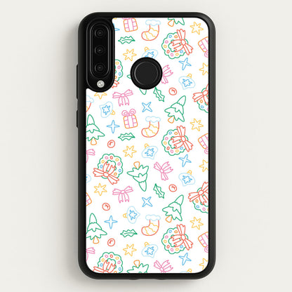 Neon Christmas Icons Pattern II Huawei P30 Lite Case