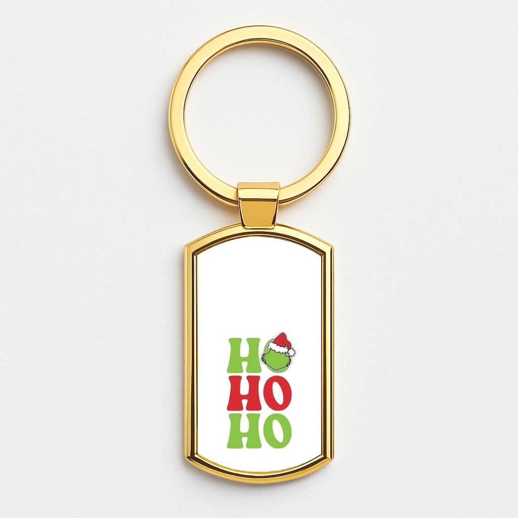 Green Ho Ho Ho Gold Keyring