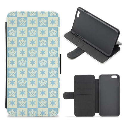 Snow And Star Pattern Flip / Wallet Phone Case