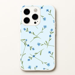 Baby Blue Floral Pattern iPhone 15 Pro Max Case