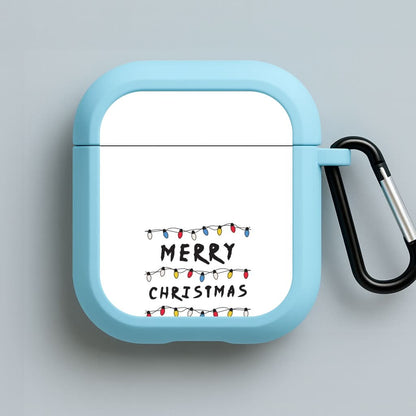 Merry Christmas String Lights Blue AirPods Case