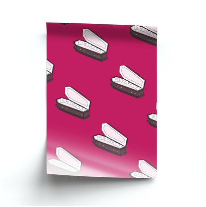 Bright Pink Coffin Pattern Poster
