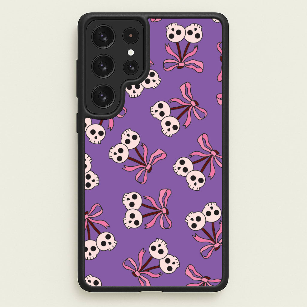 Cherry Skulls Pattern Galaxy S22 Ultra Case