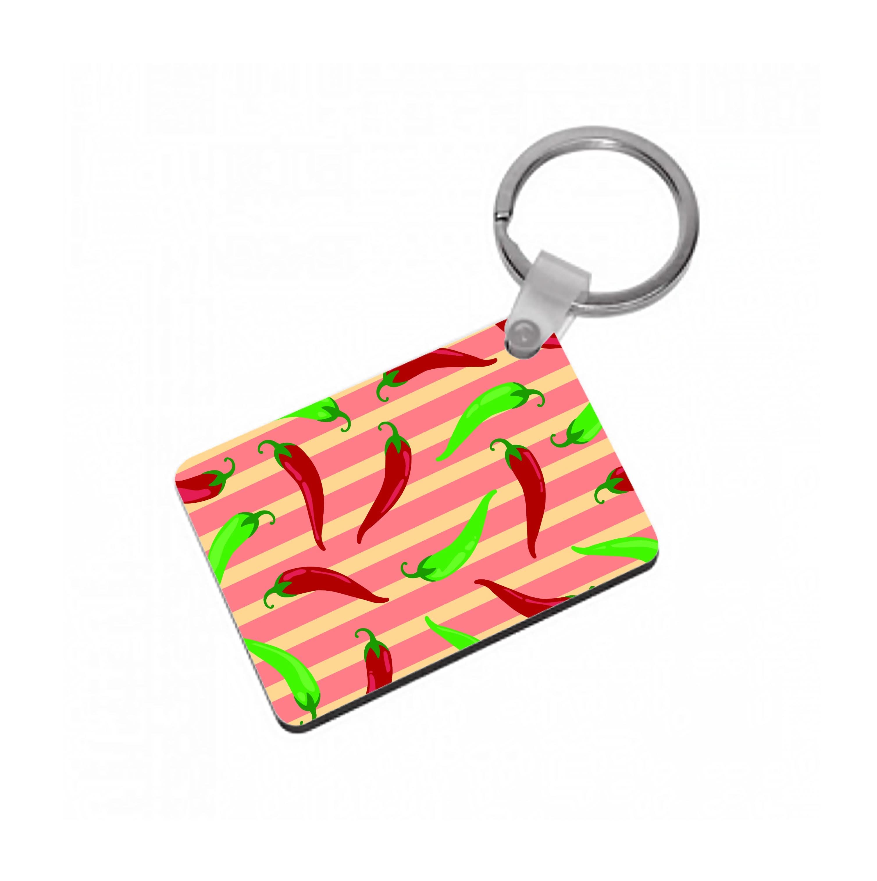 Chilis With Stripes Pattern Keyring