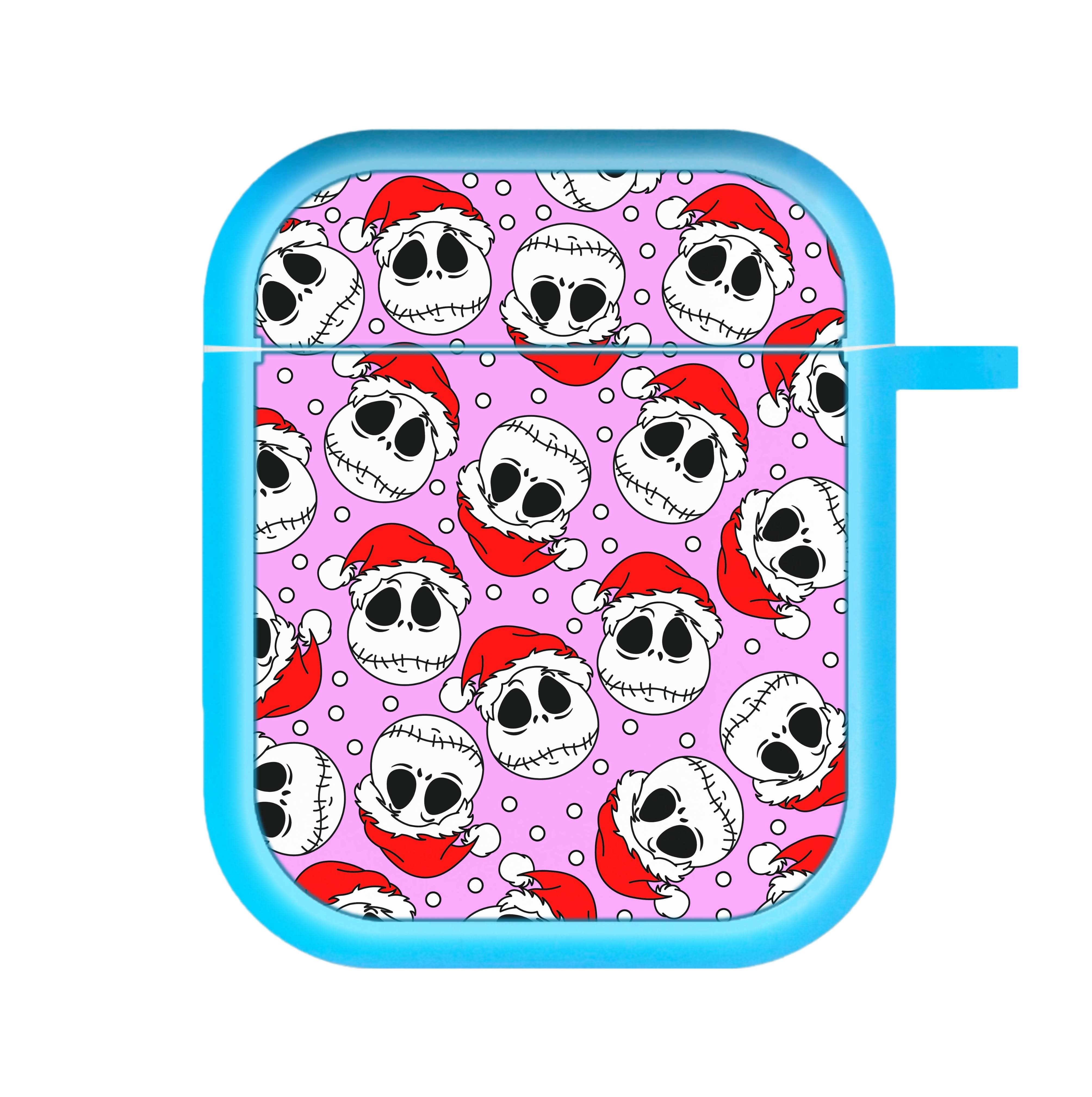 Pink Christmas Skull Pattern AirPods Case