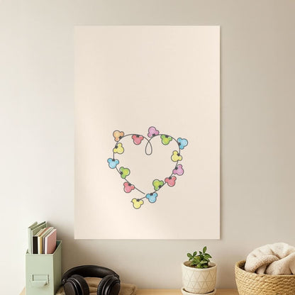 Cartoon Mouse Christmas Fairylights Heart Poster