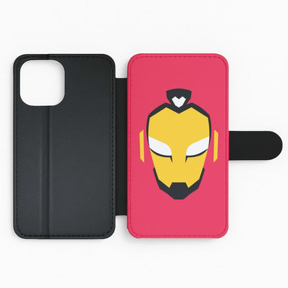 Metal Heart Hero Face Flip Phone Case
