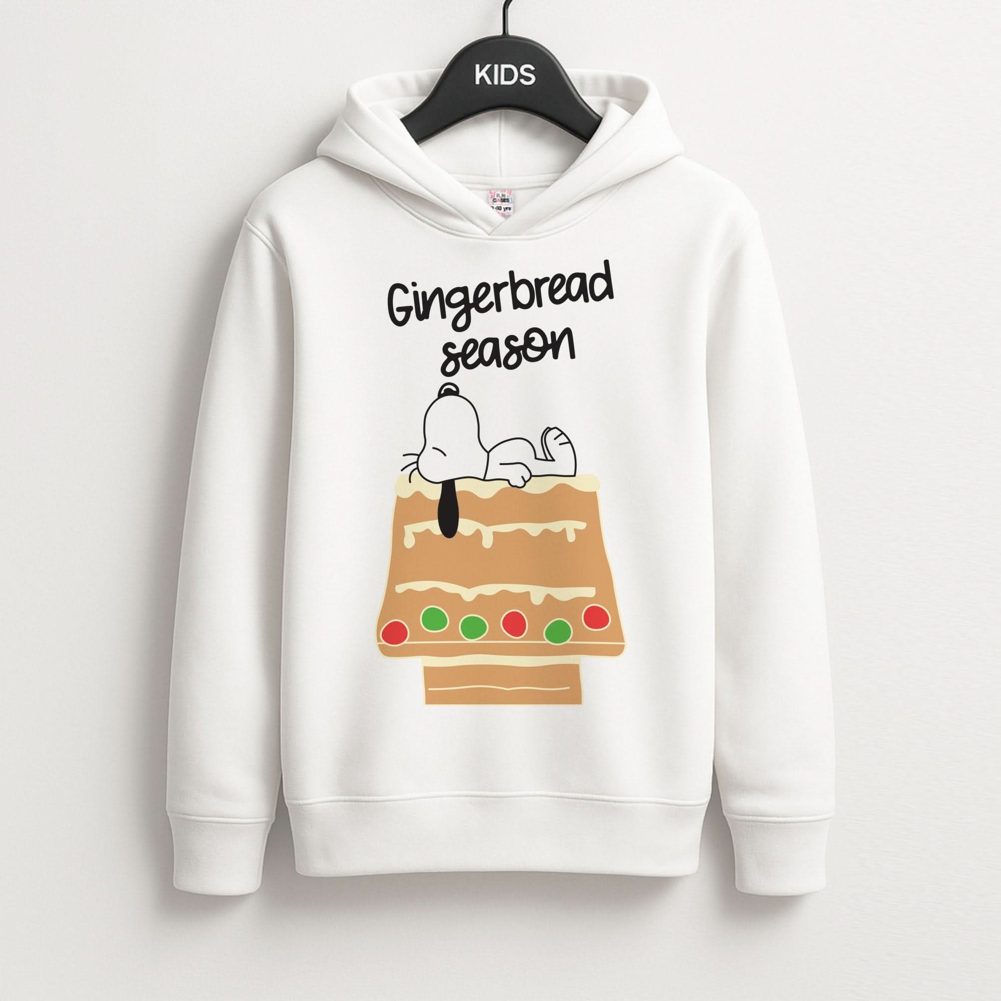 Cartoon Beagle Gingerbread House Kids Hoodie