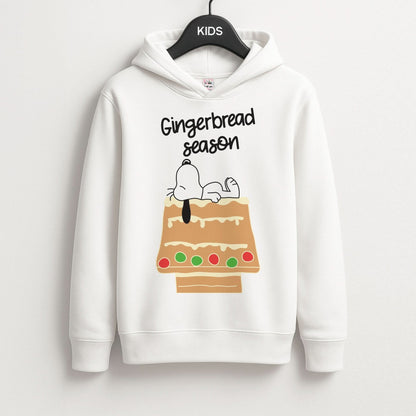 Cartoon Beagle Gingerbread House Kids Hoodie
