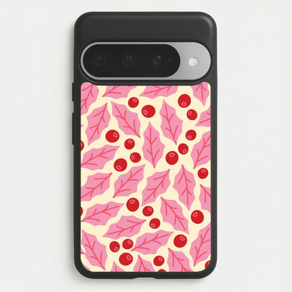 Pink Holly And Berries Pattern Google Pixel 10 Pro XL Case