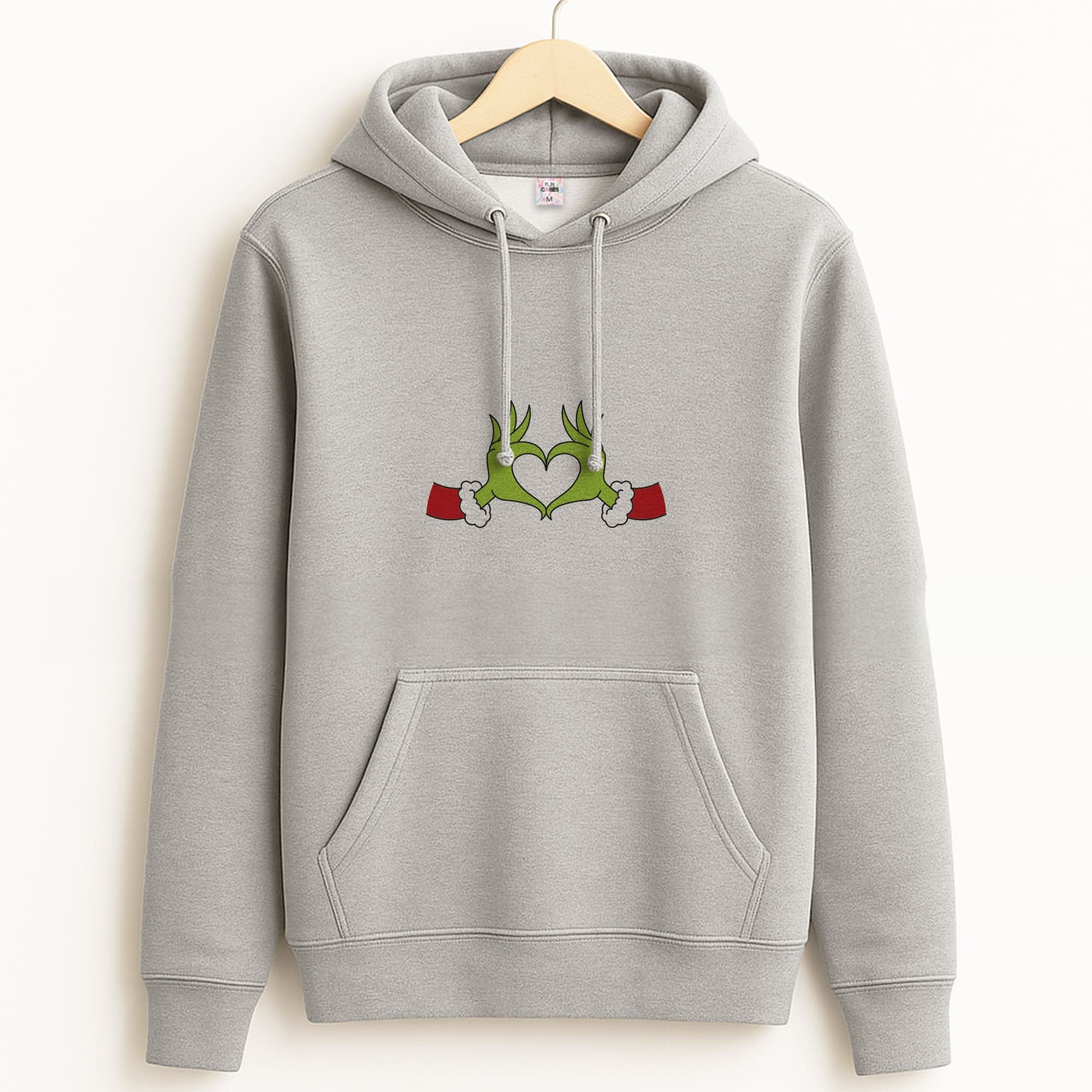 Christmas Green Heart Unisex Grey Hoodie