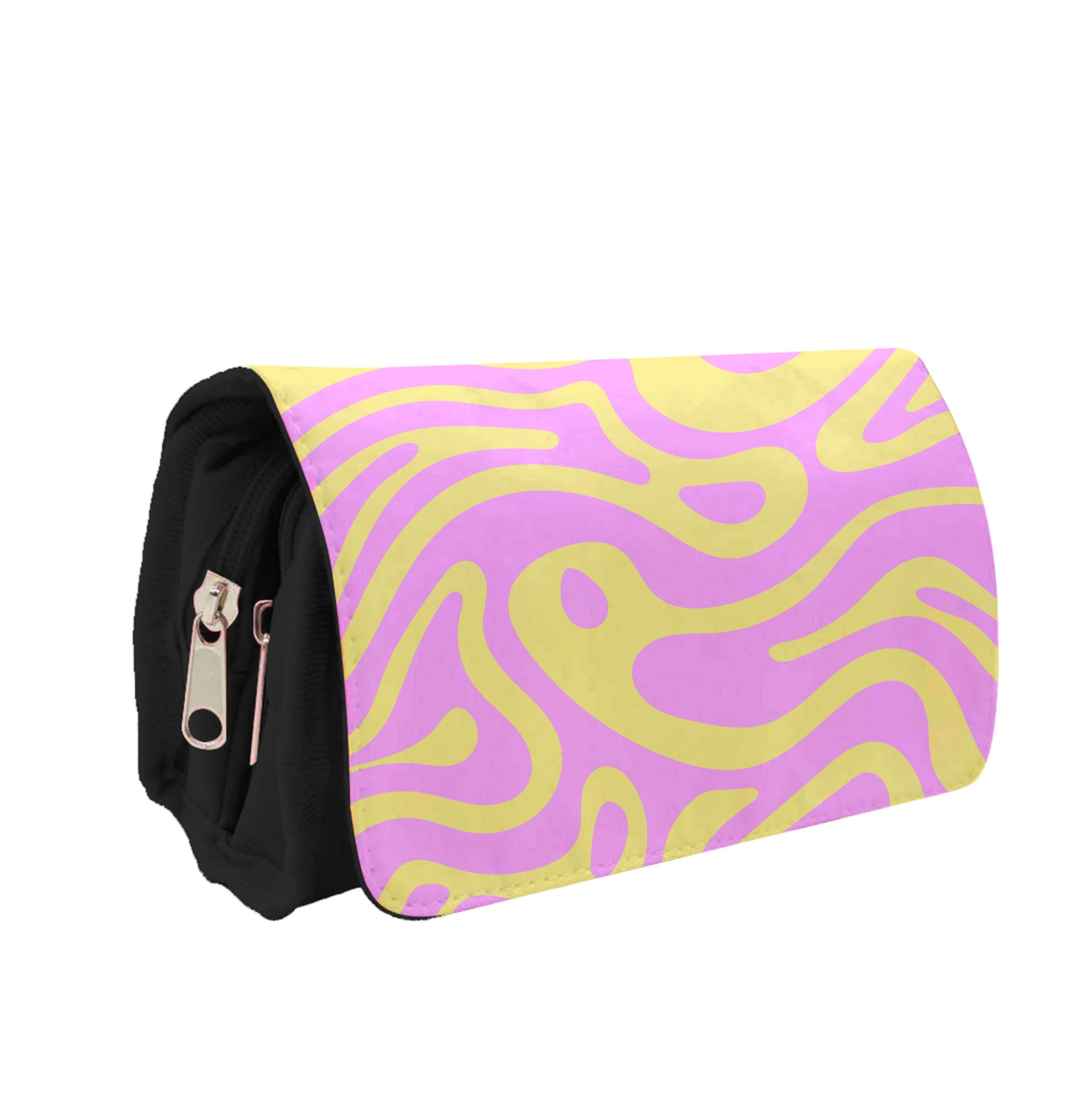 Yellow And Pink Waves Pattern Pencil Case