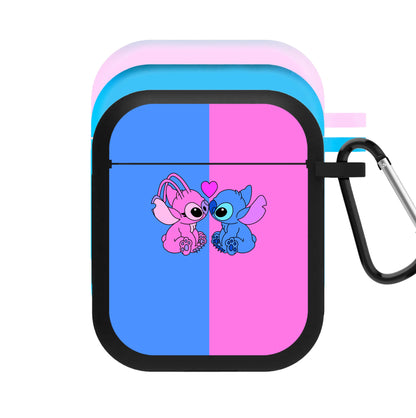 Angel And Blue Alien - Pink Alien AirPods Case