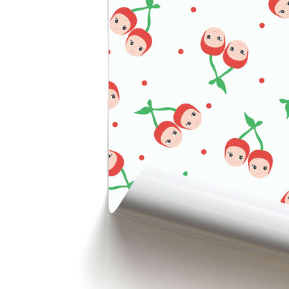 Cherry Angels Pattern Poster