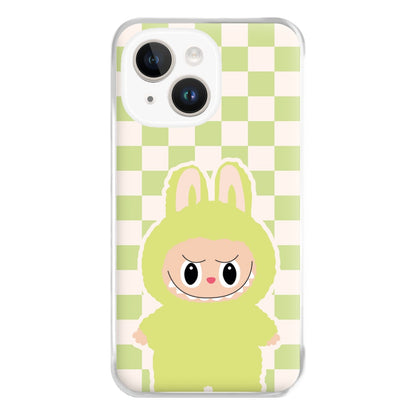 Checkered Cute Green Monster  iPhone 14 Plus Case
