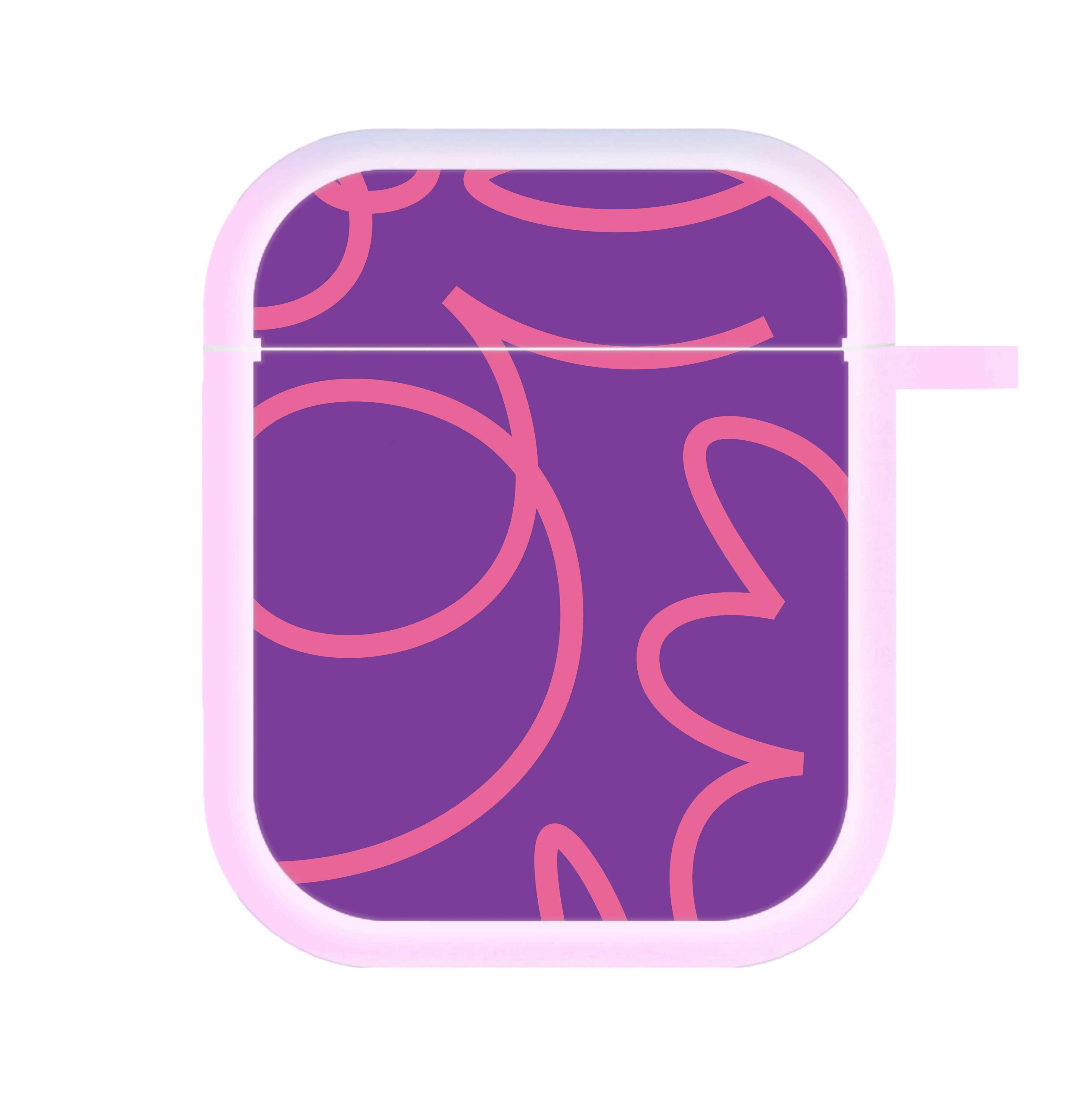 Pink Squiggles Abstract Pattern AirPods Case