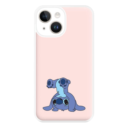 Cute Blue Alien Handstand iPhone 15 Case