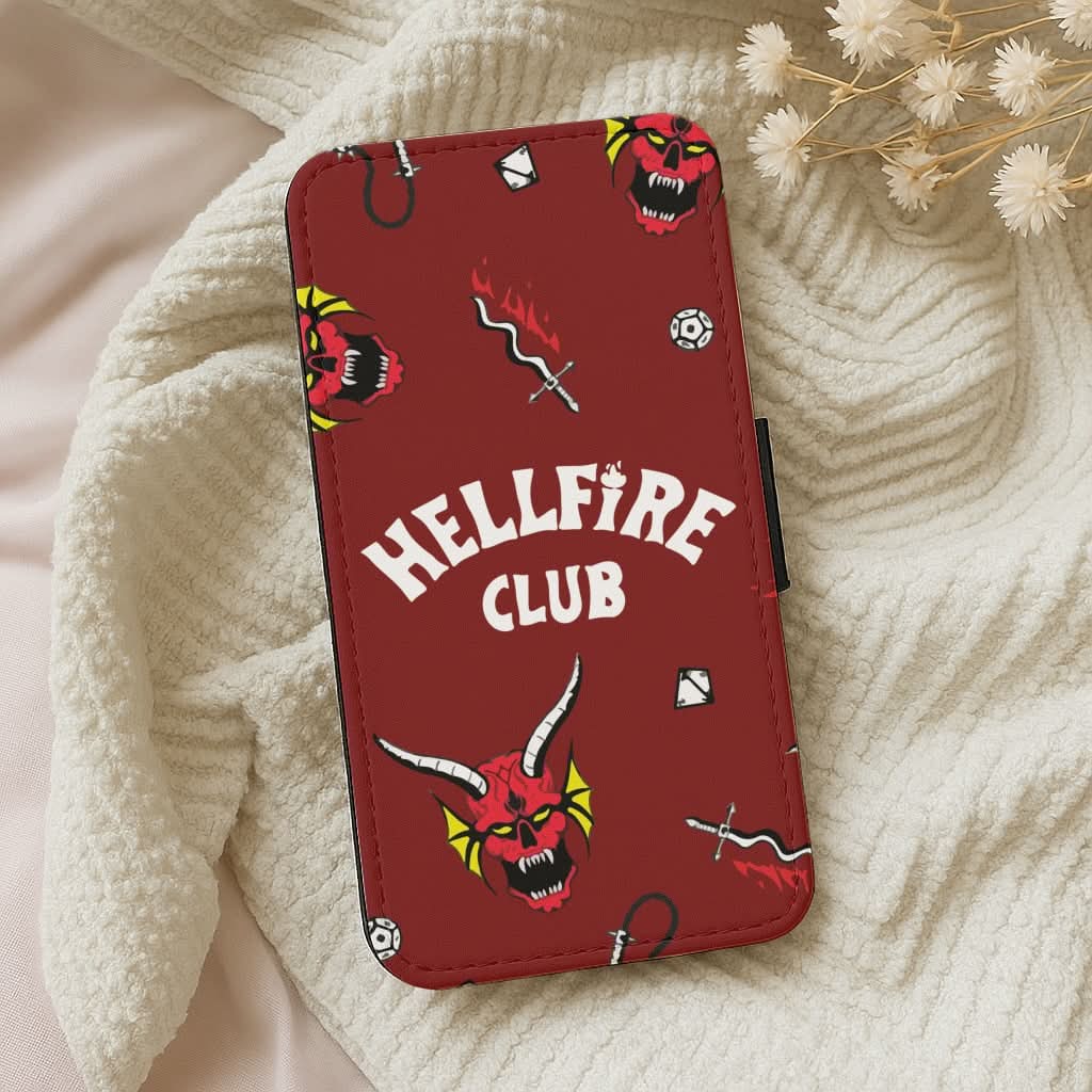 Hellfire Club Icons Collage Red Leather Phone Case
