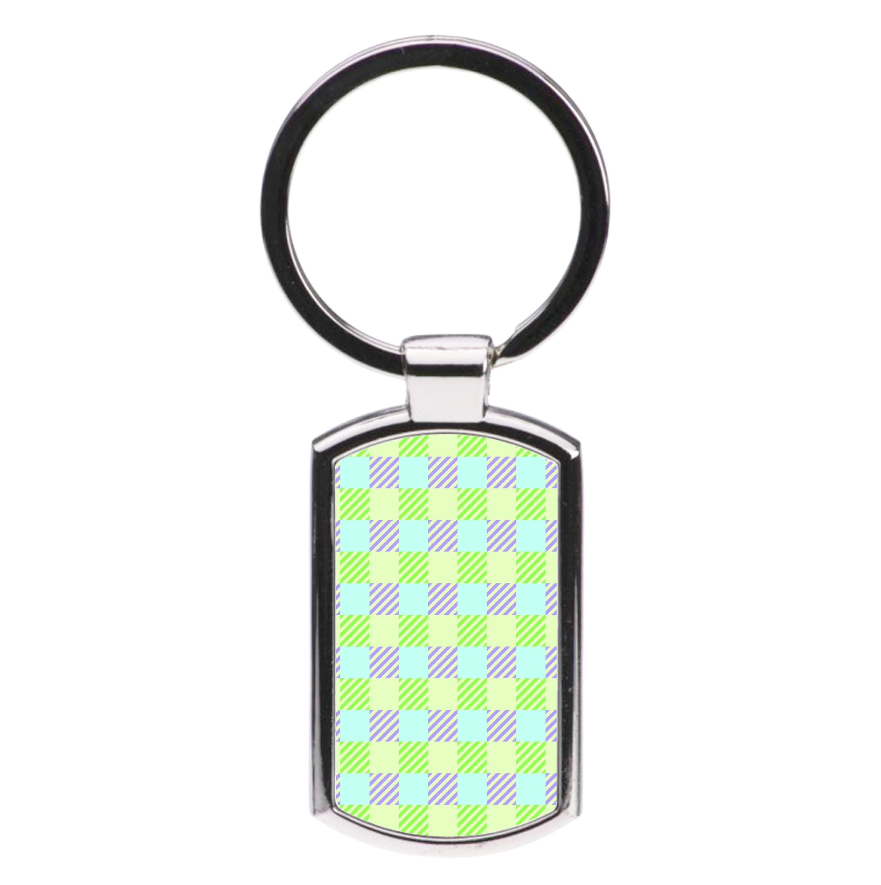 Green And Purple Checkered Luxury Keyring