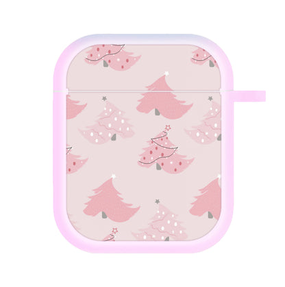 Pink Christmas Tree Pattern AirPods Case