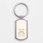 Beige Personalised Teacher Rainbow  Luxury Keyring 1