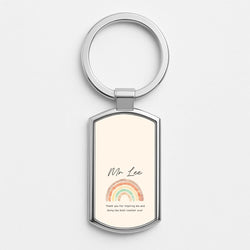 Biege Personalised Teacher Rainbow  Silver Metal Keyring