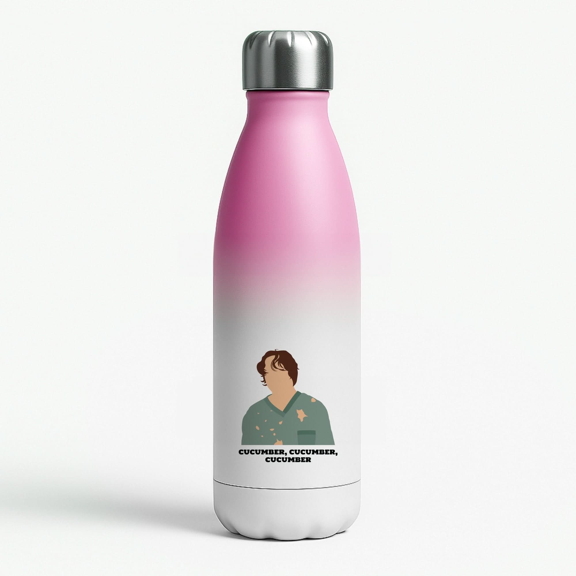 Cucumber, Cucumber, Cucumber Pink Water Bottle