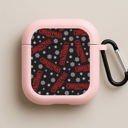 Christmas Things Snowflake Pattern Pink AirPods Case