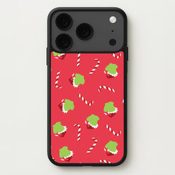 Green Creature And Candy Canes Pattern iPhone 17 Pro Case