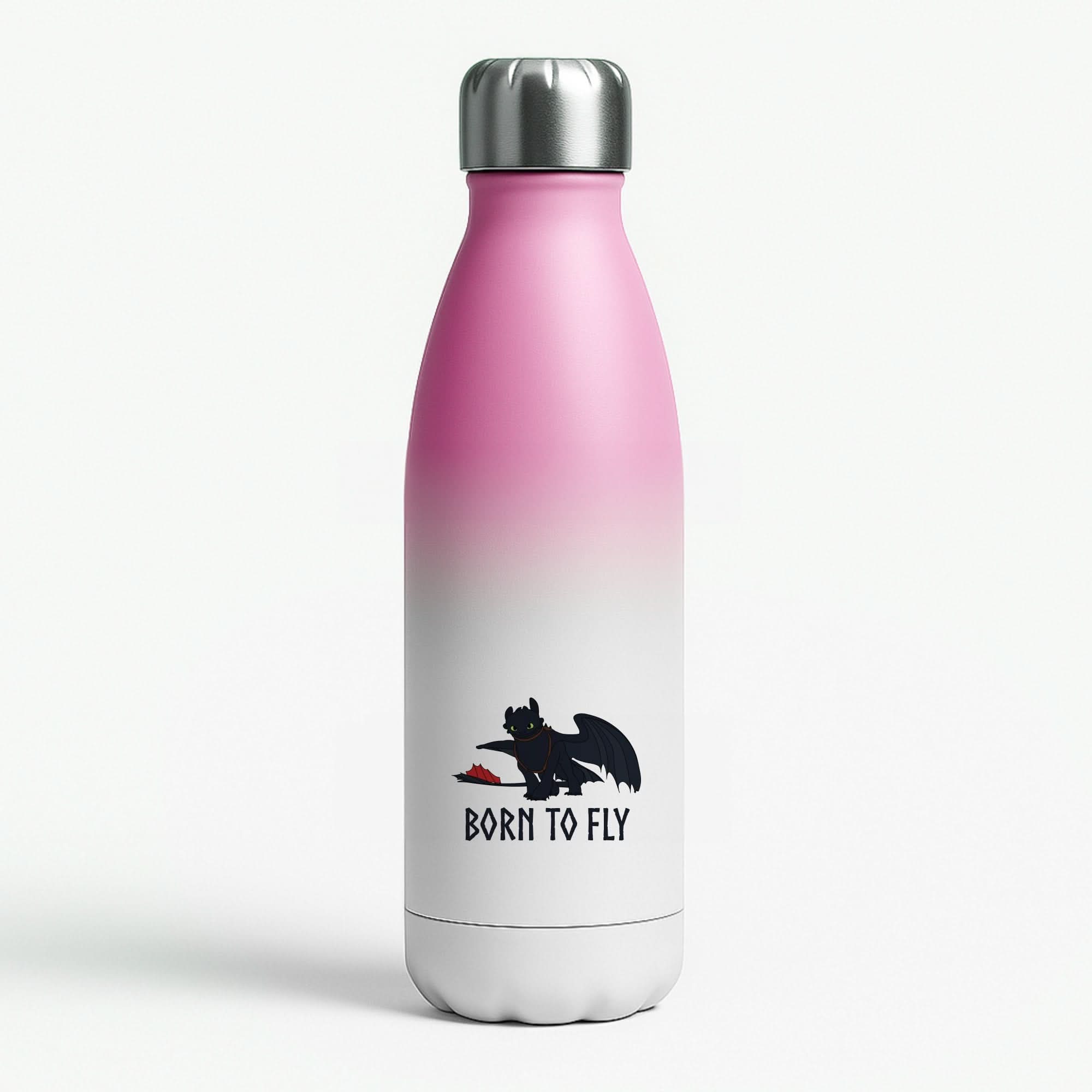 Dragon Born To Fly Pink Water Bottle