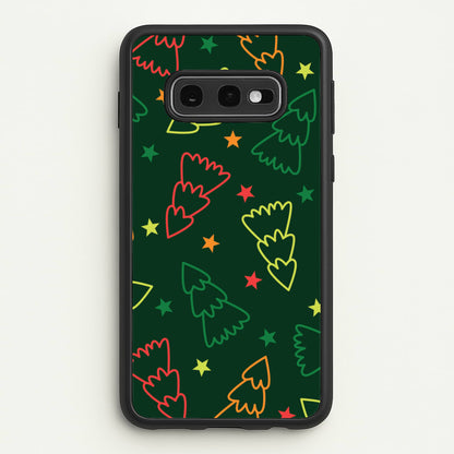 Colourful Christmas Tree Outlines Pattern Galaxy S10e Case