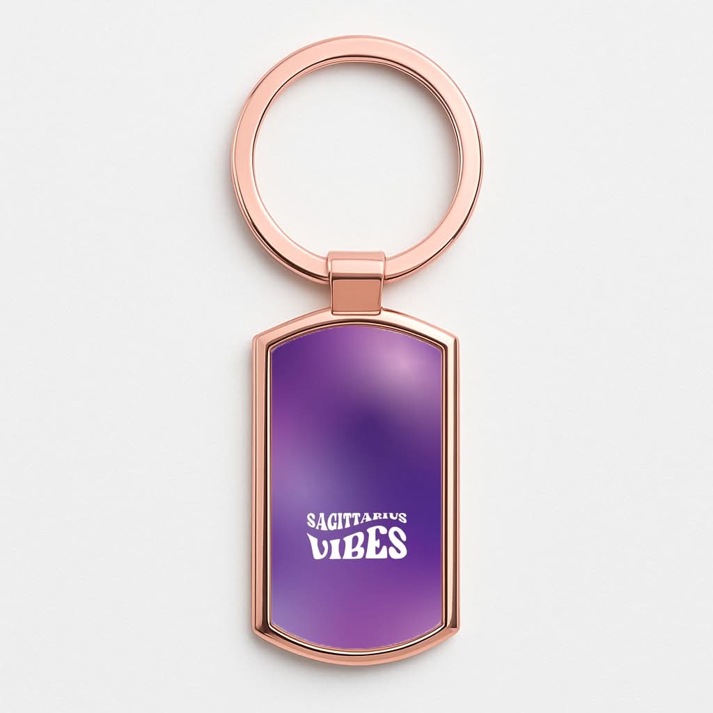 Sagittarius Vibes Gradient Zodiac Rose Gold Keyring