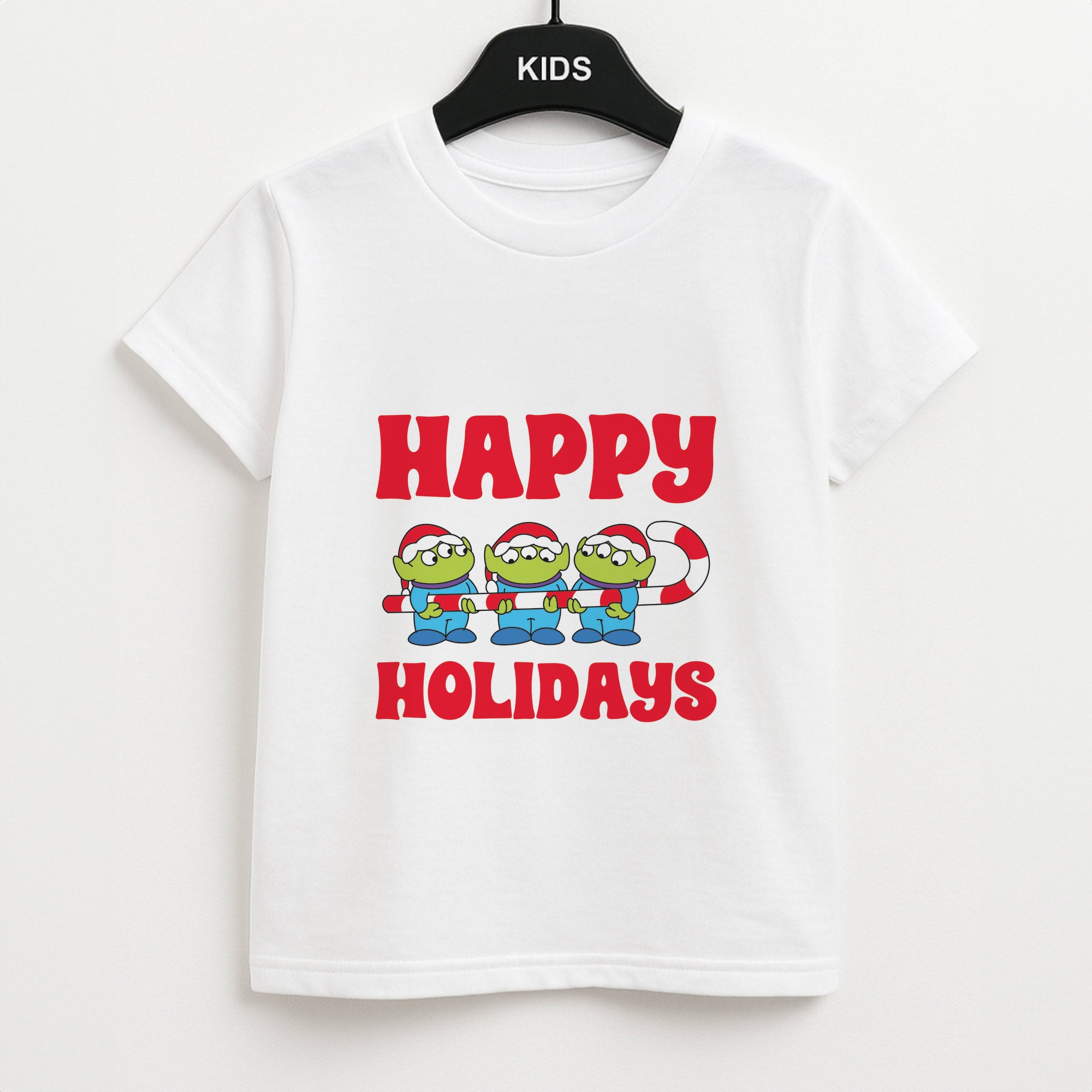 Happy Holidays Cute Green Aliens Kids Unisex T-Shirt