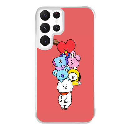 Red BT21 - RJ, Mang, Koya, Chimmy, Cooky, Shooky, Tata - K Pop Phone Case