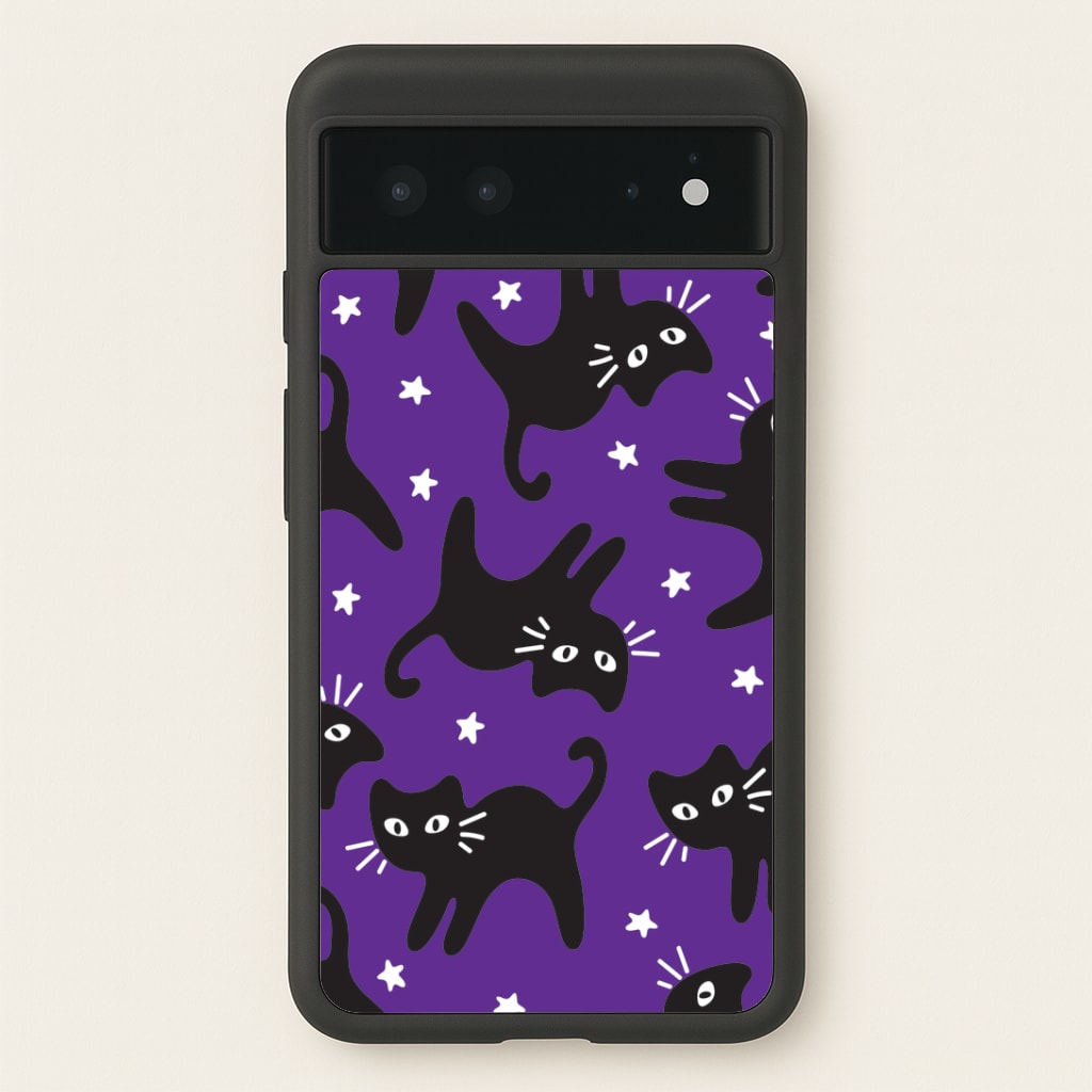 Cartoon Black Cats And Stars Pattern Google Pixel 6 Case