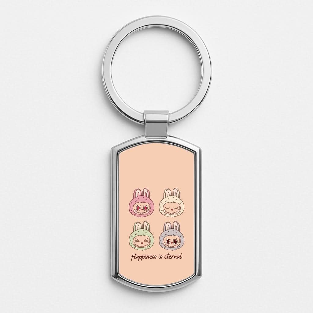 Happiness Is Eternal Monsters Silver Metal Keyring